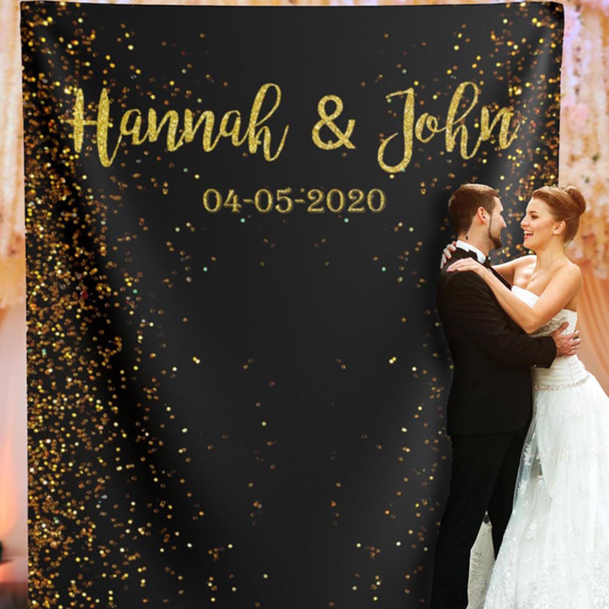 Black and Gold Wedding Backdrop With ...